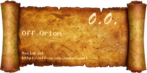 Off Orion névjegykártya